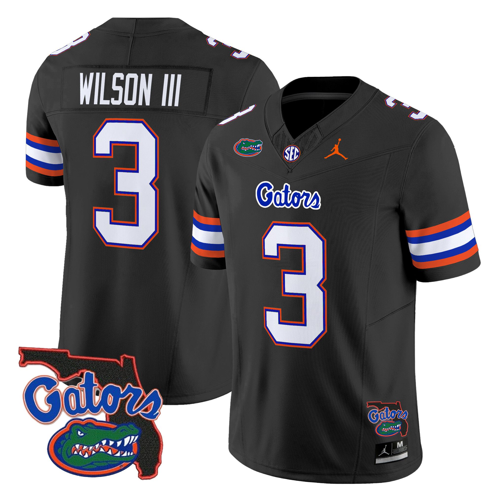 Men Florida Gators #3 Wilson iii Black 2024 Florida Patch Vapor Limited NCAA Jersey style 1->ncaa teams->NCAA Jersey